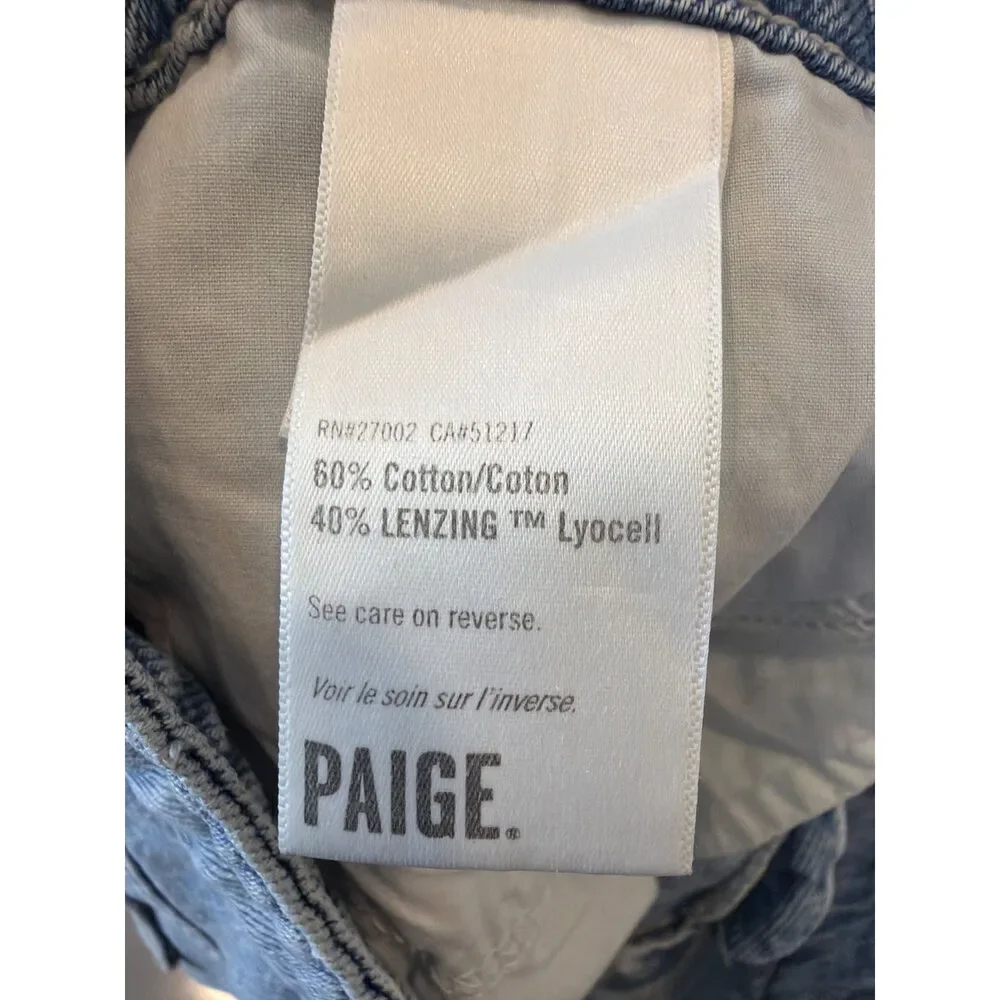 Paige Denim Mini Skirt Light Wash Frayed Hem Size 25